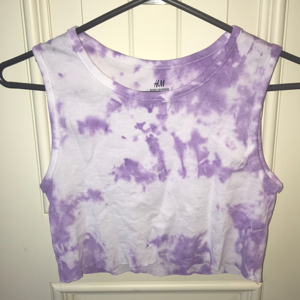 purple tie dye cropped tank top